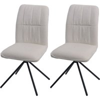 2er-Set Esszimmerstuhl HHG 432, Küchenstuhl, drehbar Auto-Return, Stoff/Textil Chenille (340g/m²) Öko-Tex creme von HHG