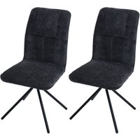 2er-Set Esszimmerstuhl HHG 432, Küchenstuhl, drehbar Auto-Return, Stoff/Textil Chenille (340g/m²) Öko-Tex dunkelgrau von HHG