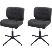2er-Set Esszimmerstuhl HHG-442, Drehstuhl Küchenstuhl, höhenverstellbar drehbar Stoff/Textil dunkelgrau, Fuß schwarz von HHG