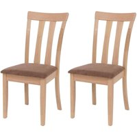 2er-Set Esszimmerstuhl HHG-451, Küchenstuhl Stuhl, Stoff/Textil Massiv-Holz naturfarbenes Gestell, braun von HHG