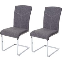 2er-Set Esszimmerstuhl HHG 524, Freischwinger Küchenstuhl Konferenzstuhl Stoff/Textil, grau von HHG