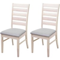 2er-Set Esszimmerstuhl HHG 527, Küchenstuhl Stuhl, Stoff/Textil Massiv-Holz helles Gestell, grau von HHG