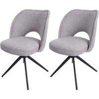 2er-Set Esszimmerstuhl HHG 597, Polster-Küchenstuhl, drehbar Auto-Return, Stoff/Textil (420g/m²) Öko-Tex hellgrau von HHG