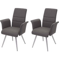 2er-Set Esszimmerstuhl HHG-709, Küchenstuhl Stuhl mit Armlehne, Stoff/Textil Edelstahl gebürstet grau-braun 2er-Set Esszimmerstuhl HHG-709, Küchenstuhl Stuhl mit Armlehne, Stoff/Textil Edelstahl gebürstet grau-braun von HHG