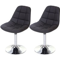 2er-Set Esszimmerstuhl HHG 837, Stuhl Drehstuhl, Chrom Kunstleder braun von HHG