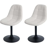 HHG - 2er-Set Esszimmerstuhl 842, Küchenstuhl Stuhl Drehstuhl, Stahl mvg Stoff/Textil Bouclé (450g/m²) creme von HHG