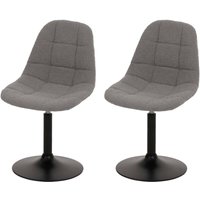 2er-Set Esszimmerstuhl HHG 842, Küchenstuhl Stuhl Drehstuhl, Stahl mvg Stoff/Textil Bouclé (450g/m²) grau von HHG