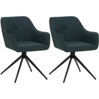 2er-Set Esszimmerstuhl HHG 983, Küchenstuhl Armlehne, drehbar Auto-Return, Stoff/Textil (270g/m²) petrol-grün von HHG