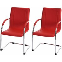 2er-Set Esszimmerstuhl Perm, Freischwinger Küchenstuhl Lehnstuhl Stuhl, Stahl rot 2er-Set Esszimmerstuhl Perm, Freischwinger Küchenstuhl Lehnstuhl Stuhl, Stahl rot von HHG
