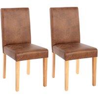 2er-Set Esszimmerstuhl Stuhl Küchenstuhl Littau Kunstleder, Wildlederimitat, helle Beine - brown von HHG