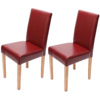 2er-Set Esszimmerstuhl Stuhl Küchenstuhl Littau Kunstleder, rot, helle Beine - red von HHG