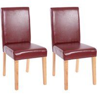 2er-Set Esszimmerstuhl Stuhl Küchenstuhl Littau Kunstleder, rot-braun, helle Beine - red von HHG