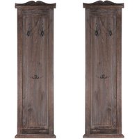 Hegele - 2er-Set Garderobe H33, Wandgarderobe Garderobenpaneel, Wandhaken Holz 109x28x4cm braun shabby von HEGELE