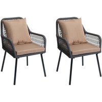 2er-Set Gartenstuhl HHG 475, Outdoor Sitz-/Rückenpolster Aluminium Seilgeflecht Rope anthrazit, Bezug taupe 2er-Set Gartenstuhl HHG 475, Outdoor Sitz-/Rückenpolster Aluminium Seilgeflecht Rope anthrazit, Bezug taupe von HHG