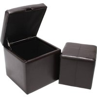 2er Set Hocker Sitzwürfel Sitzhocker Aufbewahrungsbox Carrara, Leder + Kunstleder, 45x44x44cm MVG-zertifiziert braun 2er Set Hocker Sitzwürfel Sitzhocker Aufbewahrungsbox Carrara, Leder + Kunstleder, 45x44x44cm MVG-zertifiziert braun von HHG