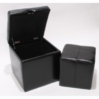 2er Set Hocker Sitzwürfel Sitzhocker Aufbewahrungsbox Carrara, Leder + Kunstleder, 45x44x44cm MVG-zertifiziert schwarz 2er Set Hocker Sitzwürfel Sitzhocker Aufbewahrungsbox Carrara, Leder + Kunstleder, 45x44x44cm MVG-zertifiziert schwarz von HHG