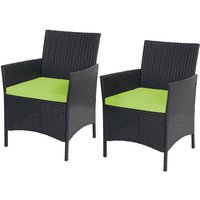 2er-Set Poly-Rattan Gartensessel Hamar, Korbsessel anthrazit, Kissen grün - black von HHG