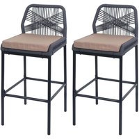 2er-Set Rope-Barhocker HHG 988, Outdoor Sitzpolster Seilgeflecht Metall anthrazit, Kissen taupe 2er-Set Rope-Barhocker HHG 988, Outdoor Sitzpolster Seilgeflecht Metall anthrazit, Kissen taupe von HHG