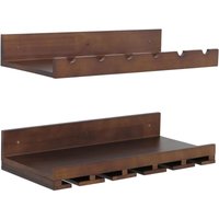 2er-Set Weinregal HHG-707, Glas-/Flaschenhalter Wandbar für 6 Flaschen/15 Gläser Holz MVG-zertifiziert 61x28cm braun 2er-Set Weinregal HHG-707, Glas-/Flaschenhalter Wandbar für 6 Flaschen/15 Gläser Holz MVG-zertifiziert 61x28cm braun von HHG