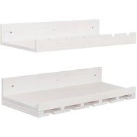 2er-Set Weinregal HHG-707, Glas-/Flaschenhalter Wandbar für 6 Flaschen/15 Gläser Holz MVG-zertifiziert 61x28cm weiß von HHG
