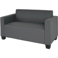 HHG - 2er Sofa Couch Moncalieri Loungesofa Kunstleder dunkelgrau - grey von HHG