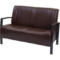 HHG - 2er Sofa 472, Couch Zweisitzer, Metall Kunstleder Industrie-Design vintage braun - brown von HHG