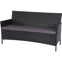 3-Sitzer Poly-Rattan Gartenbank Hamar, Sitzbank anthrazit, Kissen anthrazit - black von HHG