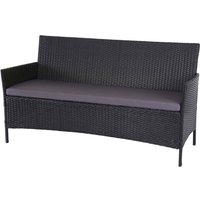 Hegele - 3-Sitzer Poly-Rattan Gartenbank Hamar, Sitzbank anthrazit, Kissen anthrazit von HEGELE