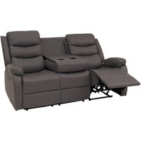 3er Kinosessel HHG 425, Relaxsessel Fernsehsessel mit Armlehne Getränkehalter, Liegefunktion Kunstleder grau von HHG