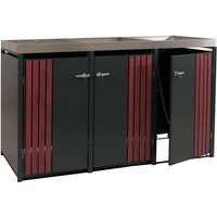3er-Mülltonnenverkleidung HHG 375, Mülltonnenbox mit Pflanzkasten, Metall 125x196x84cm 75kg anthrazit Holzoptik dunkel 3er-Mülltonnenverkleidung HHG 375, Mülltonnenbox mit Pflanzkasten, Metall 125x196x84cm 75kg anthrazit Holzoptik dunkel von HHG