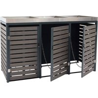3er Mülltonnenverkleidung HHG 618, Mülltonnenbox mit Pflanzkasten, 124x200x84cm wpc Edelstahl 107kg anthrazit von HHG