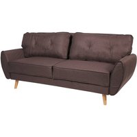 3er-Sofa HHG-474, Couch Klappsofa Lounge-Sofa, Schlaffunktion Stoff/Textil braun - brown von HHG