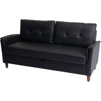 3er Sofa HHG-697, Loungesofa Dreisitzer Couch, Stecksystem Staufach Kunstleder, schwarz von HHG