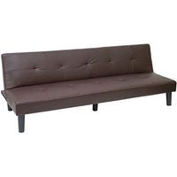 3er-Sofa HHG-761, Couch Schlafsofa Gästebett Bettsofa Klappsofa, Schlaffunktion 195cm Kunstleder, braun - brown von HHG