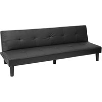 3er-Sofa HHG 761, Couch Schlafsofa Gästebett Bettsofa Klappsofa, Schlaffunktion 195cm Kunstleder, schwarz - black von HHG