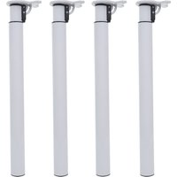 4er-Set Tischbein HHG 892, für Schreibtisch Esstischfuß, klappbar Drehmechanismus höhenverstellbar 70-110cm weiß von HHG