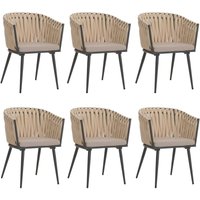 6er-Set Aluminium-Esszimmerstuhl HHG-418, Indoor Stuhl Armlehne, Olefin Seilgeflecht Rope creme Kissen hellbraun 6er-Set Aluminium-Esszimmerstuhl HHG-418, Indoor Stuhl Armlehne, Olefin Seilgeflecht Rope creme Kissen hellbraun von HHG