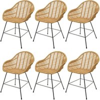6er-Set Esszimmerstuhl HHG 086, Küchenstuhl Korbstuhl Rattansessel Rattanstuhl Stuhl, Kubu Rattan Metall von HHG