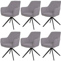 6er-Set Esszimmerstuhl HHG 499, Küchenstuhl Lehnstuhl Stuhl Armlehnen, drehbar Auto-Position Stoff/Textil hellgrau von HHG