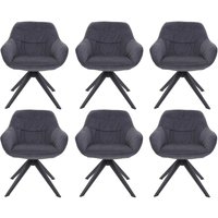 6er-Set Esszimmerstuhl HHG-779, Küchenstuhl Polsterstuhl Stuhl mit Armlehne, drehbar, Metall Stoff/Textil grau - grey von HHG