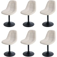 6er-Set Esszimmerstuhl HHG 842, Küchenstuhl Stuhl Drehstuhl, Stahl mvg Stoff/Textil Bouclé (450g/m²) beige von HHG