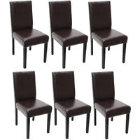 6er-Set Esszimmerstuhl Stuhl Küchenstuhl Littau, Leder braun, dunkle Beine - brown von HHG