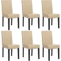6er-Set Esszimmerstuhl Stuhl Küchenstuhl Littau Kunstleder, creme, dunkle Beine von HHG