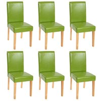 6er-Set Esszimmerstuhl Stuhl Küchenstuhl Littau Kunstleder, grün, helle Beine - green von HHG
