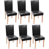 6er-Set Esszimmerstuhl Stuhl Küchenstuhl Littau Kunstleder, schwarz, helle Beine - black von HHG