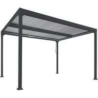 Alu Pergola HHG 780, Lamellen-Pavillon Terrassenüberdachung, stabiles 8cm-Metall-Gestell 3x3m anthrazit - grey von HHG