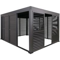 Alu Pergola HHG 995, Pavillon Terrassenüberdachung, 7x Lamellenpaneel 7x Schiebetüren, 11cm-Gestell, 3x4m anthrazit Alu Pergola HHG 995, Pavillon Terrassenüberdachung, 7x Lamellenpaneel 7x Schiebetüren, 11cm-Gestell, 3x4m anthrazit von HHG