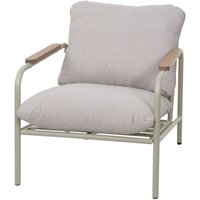 Aluminium-Gartensessel HHG 591, Outdoor Stuhl Gartenstuhl, Olefin Stoff/Textil (205 g/m²) hellgrün Polster beige von HHG