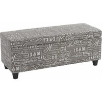Aufbewahrungs-Truhe Kriens, Sitzbank Bank, Stoff/Textil, 45x114x45cm MVG-zertifiziert Schriftzug, grau von HHG