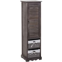 Badezimmerkommode HHG 674, Badezimmer Schrank Badschrank Badregal, 120x27x29cm Massiv-Holz shabby grau-braun - brown von HHG